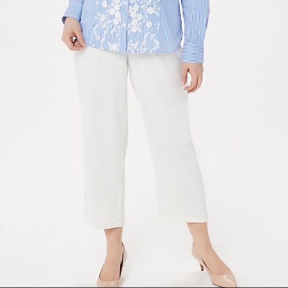 Linea by Louis Dell’Olio zip front crop pant ivory